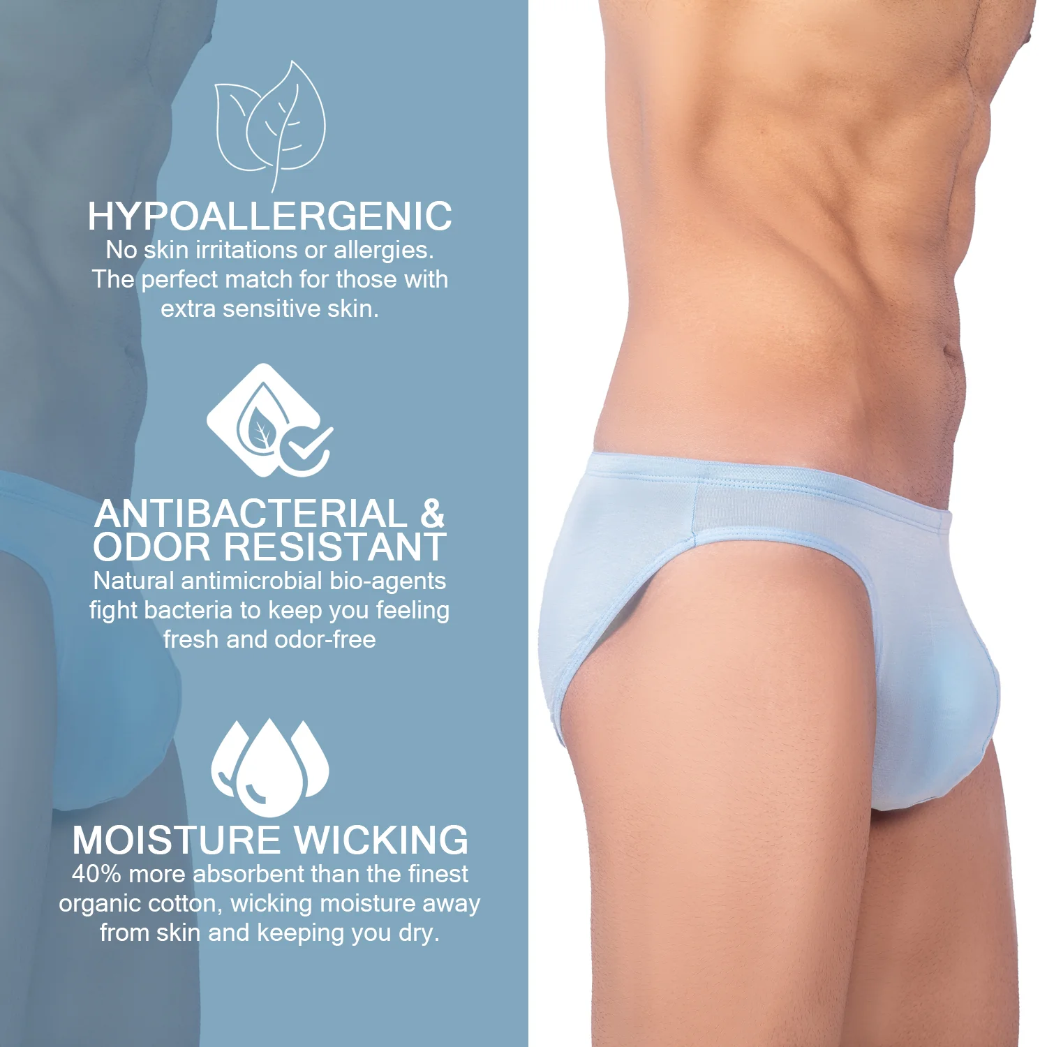 Bruchi Club Men’s Bamboo Briefs Sea Blue - Image 3
