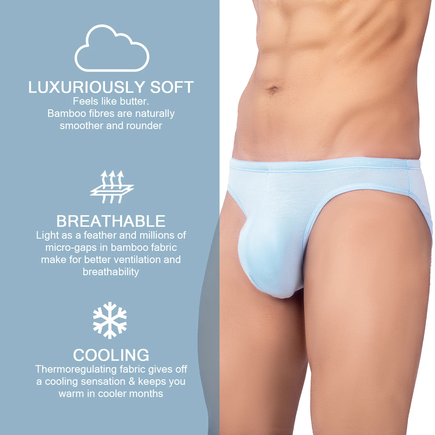 Bruchi Club Men’s Bamboo Briefs Sea Blue - Image 4