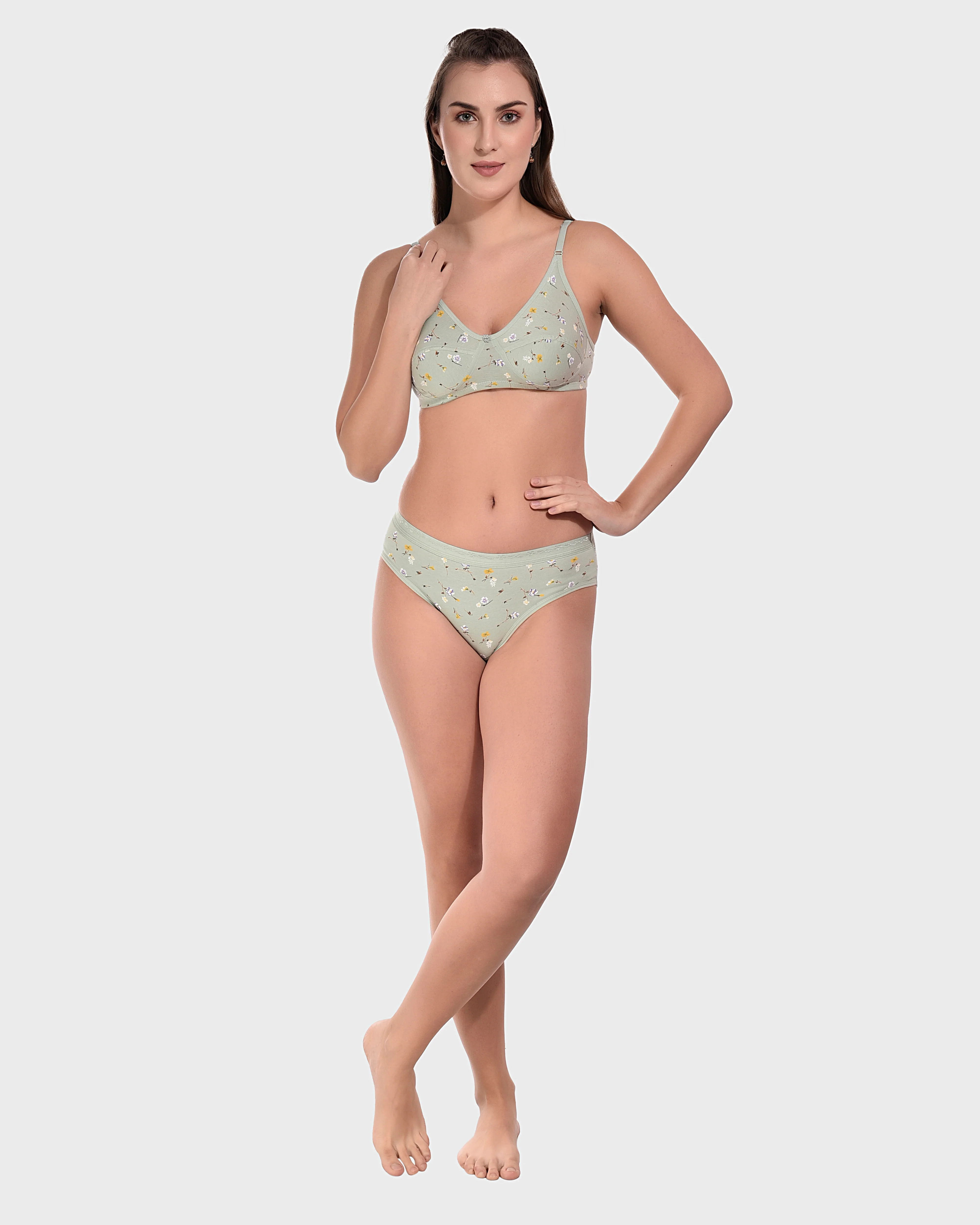 Bruchi Club Green Floral Bra Panty Set - Image 5