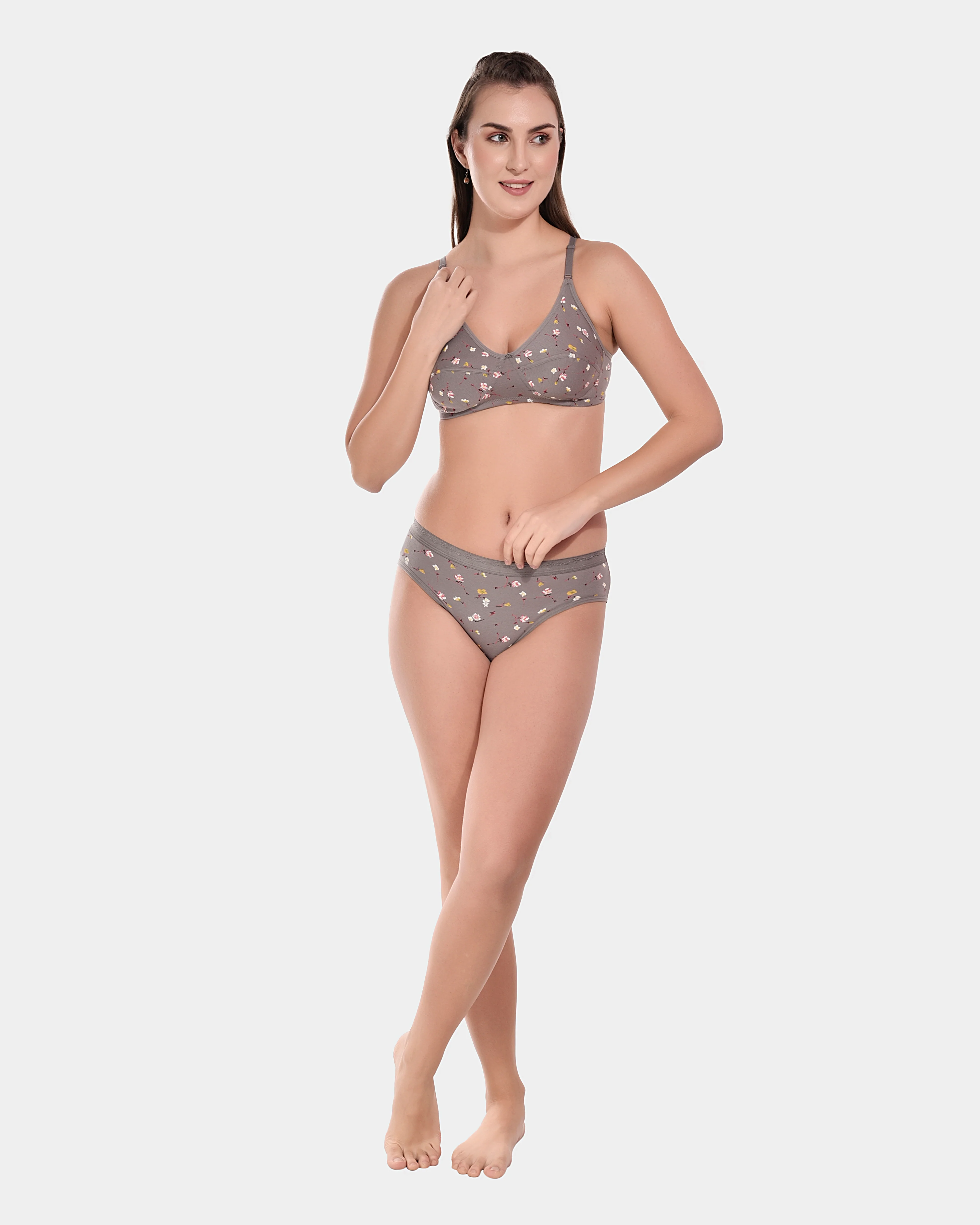 Bruchi Club Grey Floral Bra Panty Set - Image 5