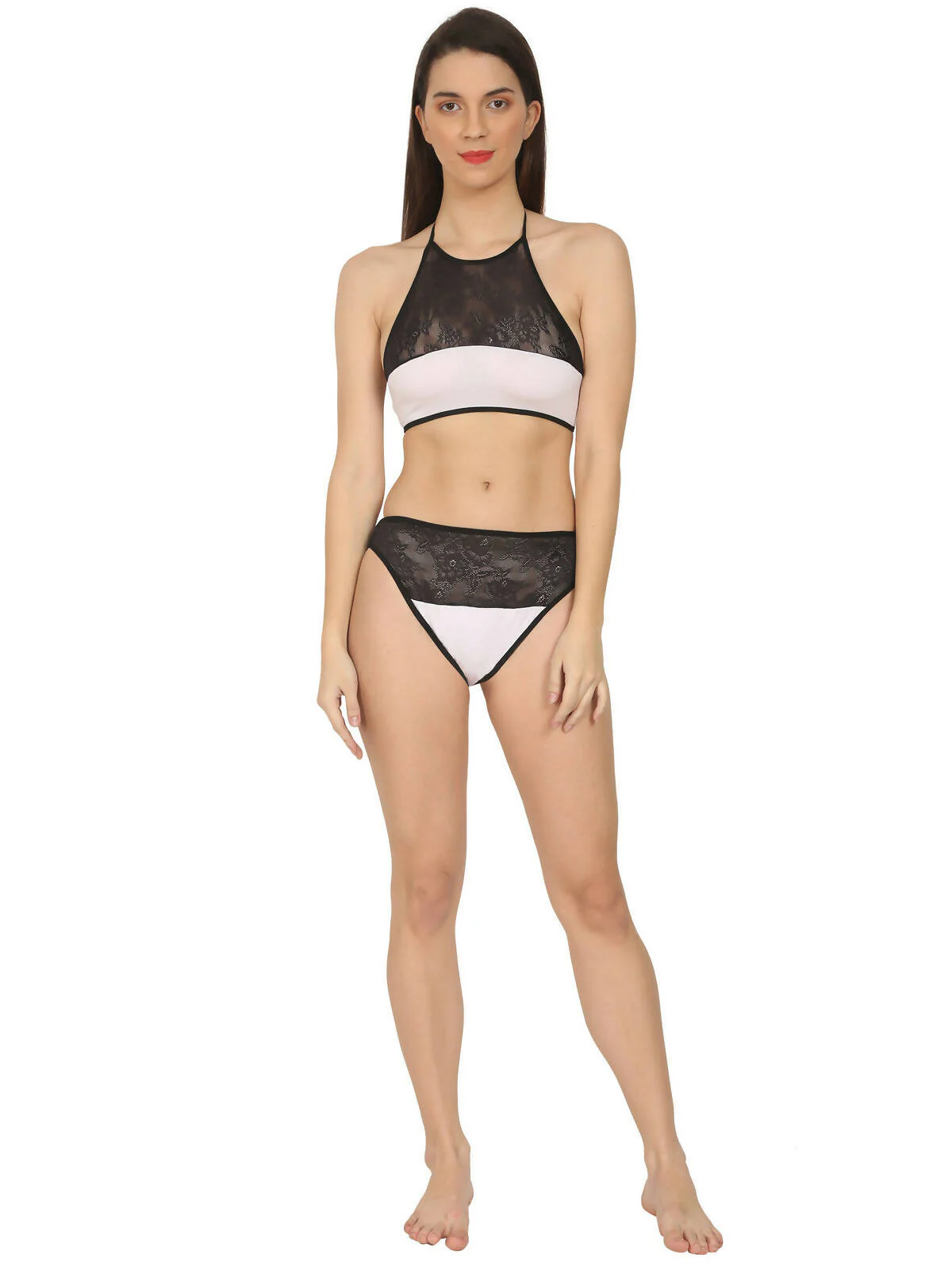 Fabura halter neck White & Black Lingerie Set - Image 5