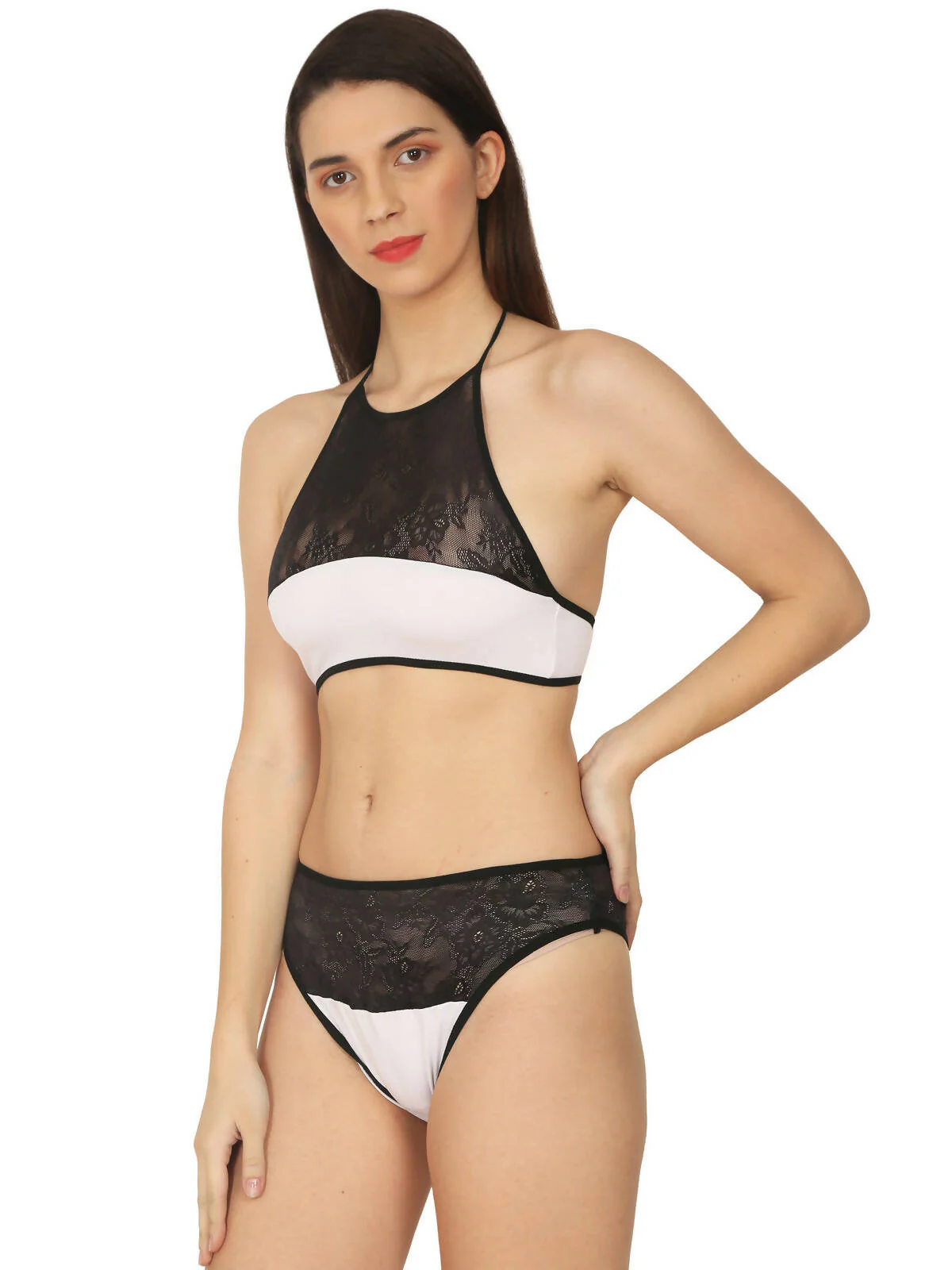 Fabura halter neck White & Black Lingerie Set - Image 6