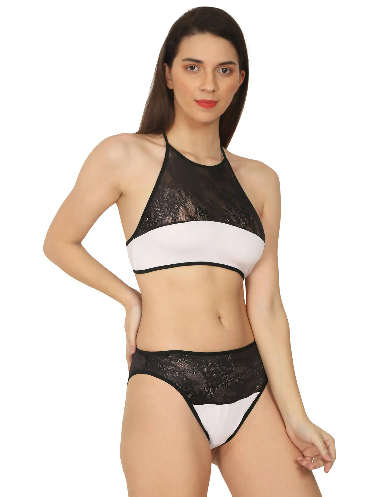 Fabura halter neck White & Black Lingerie Set - Image 7