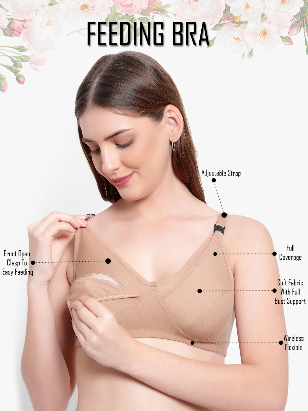 Sandalwood Non-Padded Non-Wired Cotton Feeding Bra - Image 2