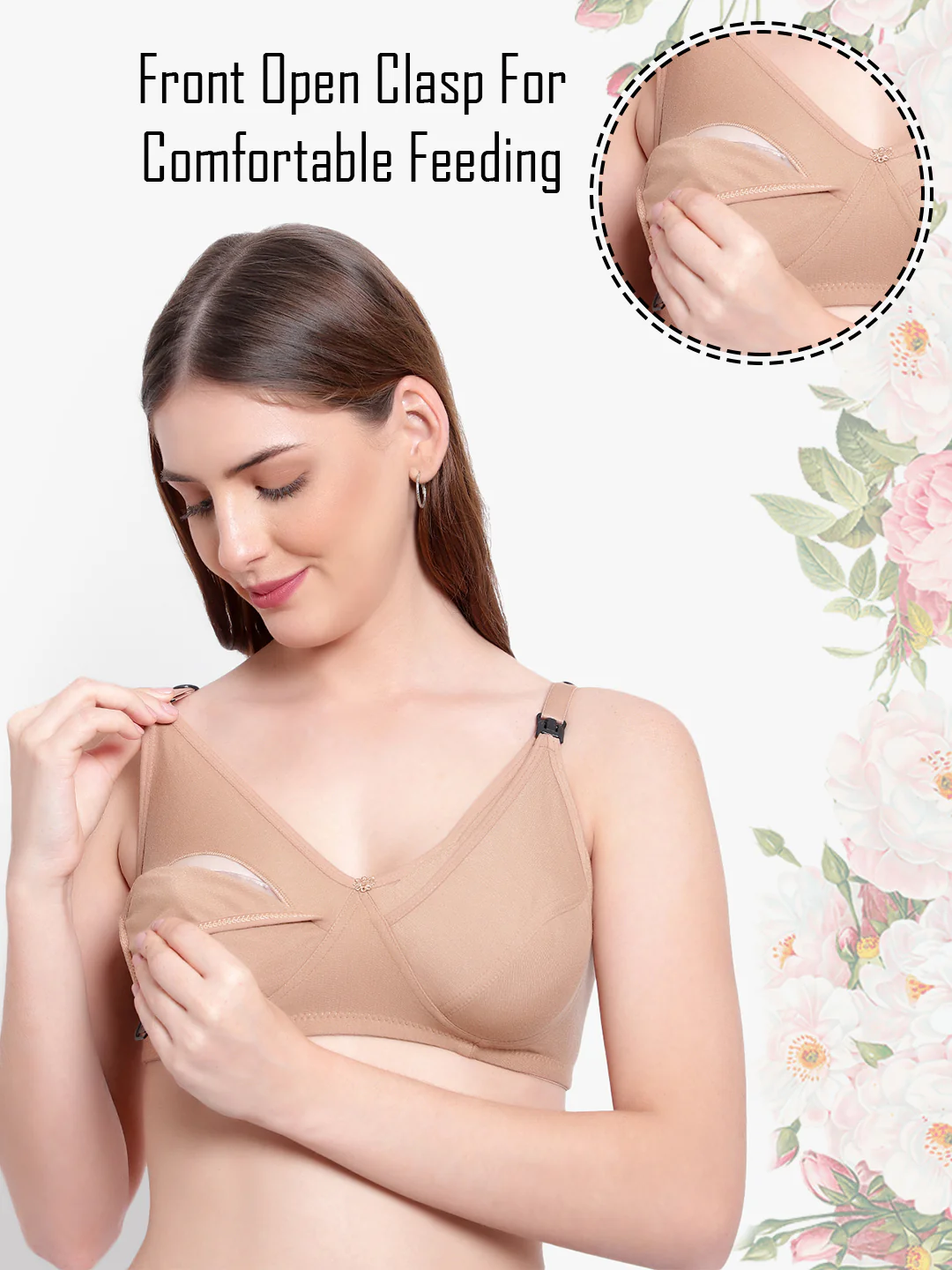 Sandalwood Non-Padded Non-Wired Cotton Feeding Bra - Image 3