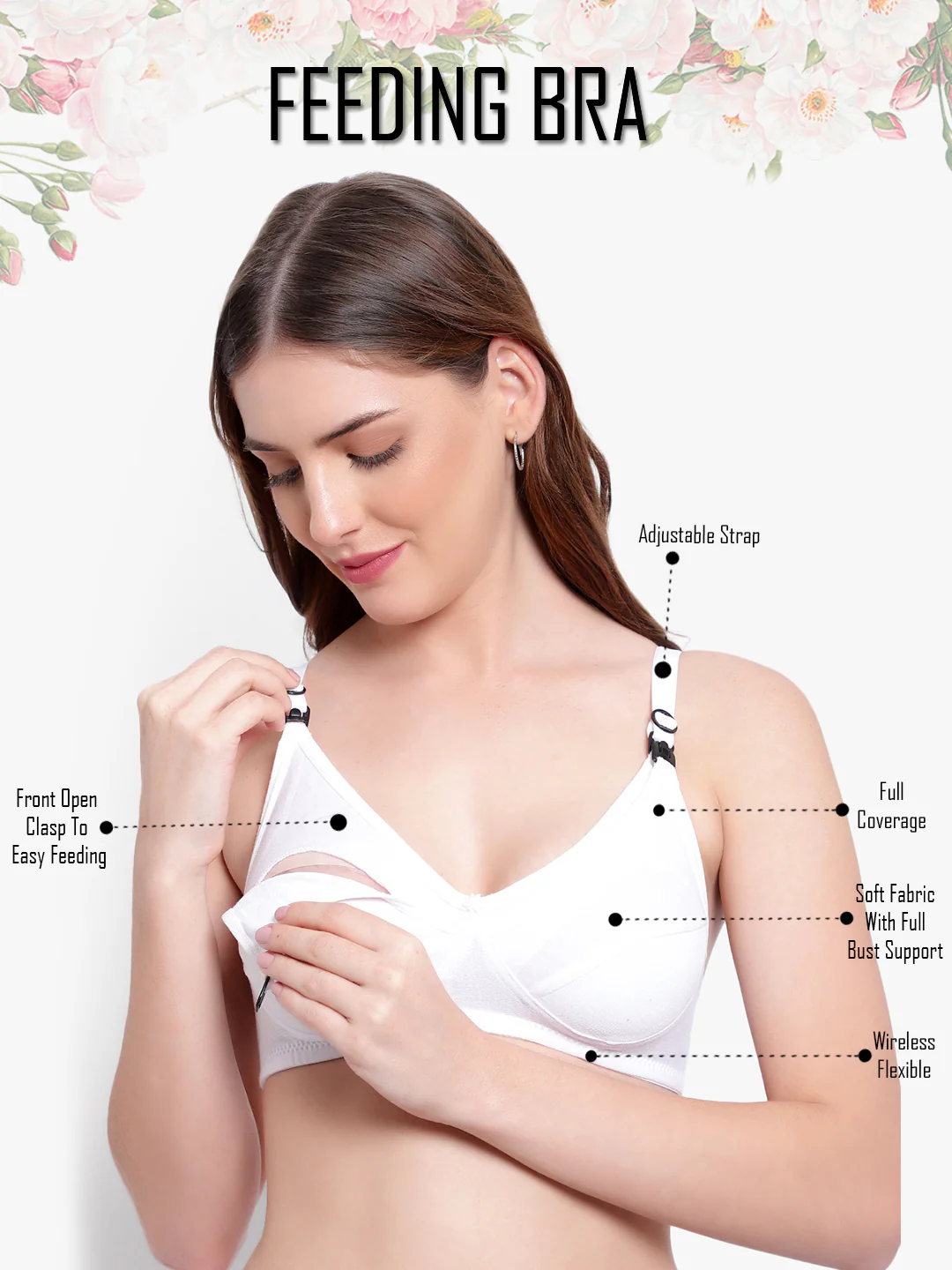 White Non-Padded Non-Wired Cotton Feeding Bra - Image 2