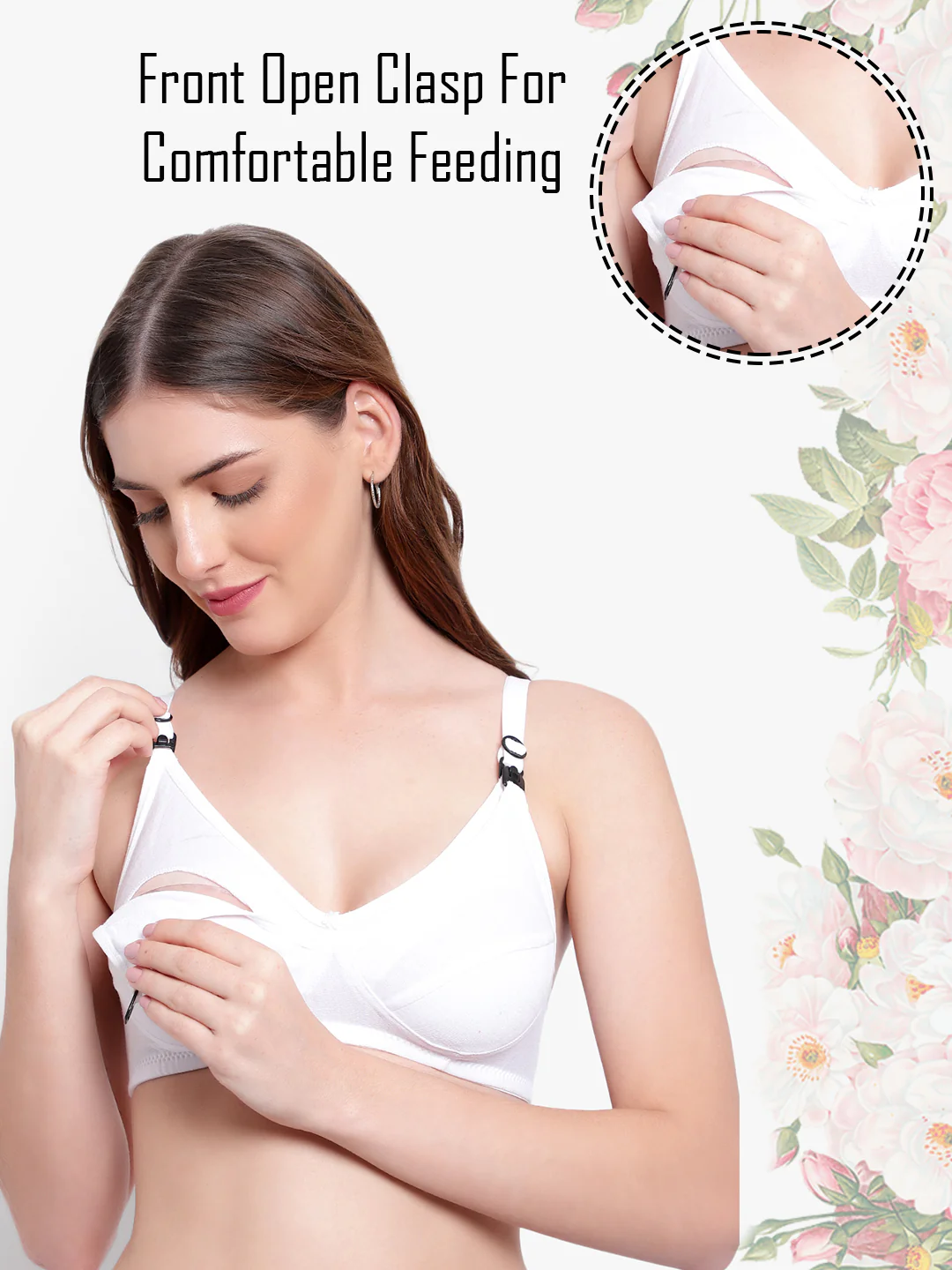 White Non-Padded Non-Wired Cotton Feeding Bra - Image 5