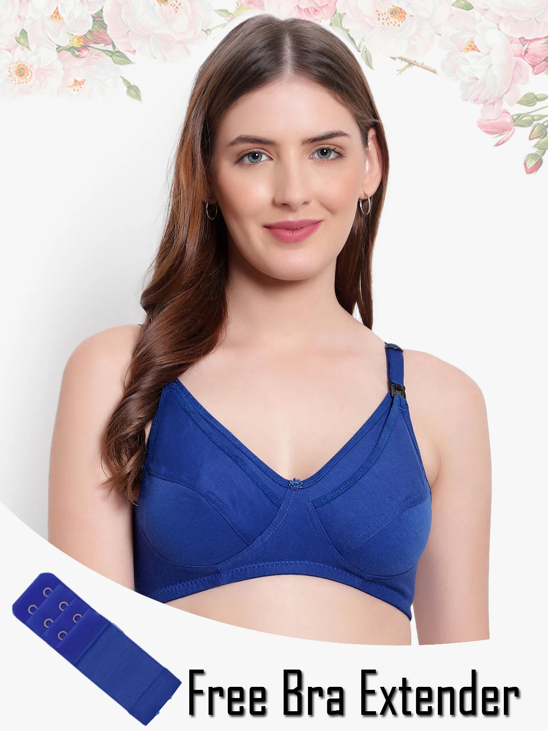 Blue Non-Padded Non-Wired Cotton Feeding Bra