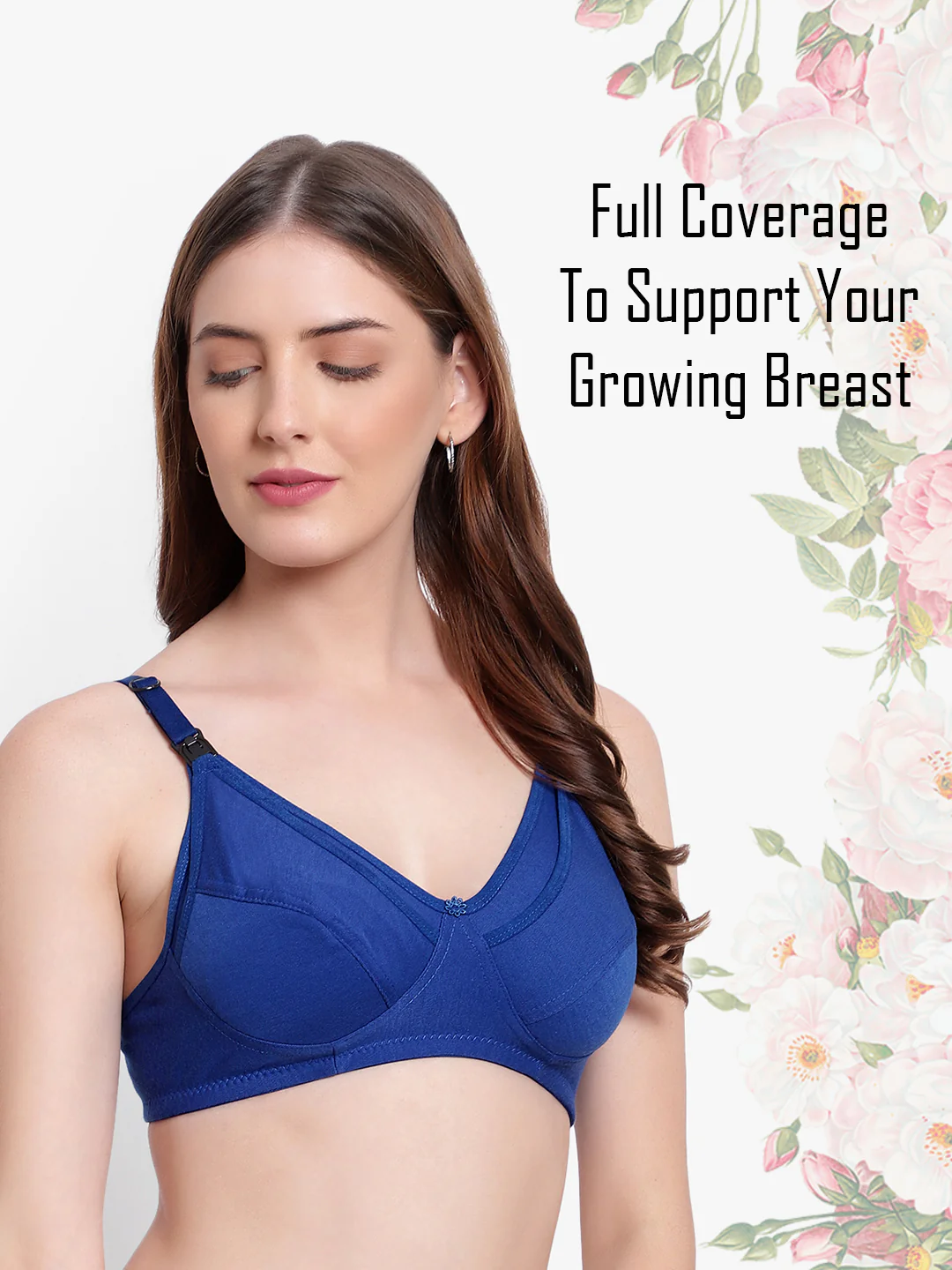 Blue Non-Padded Non-Wired Cotton Feeding Bra - Image 3