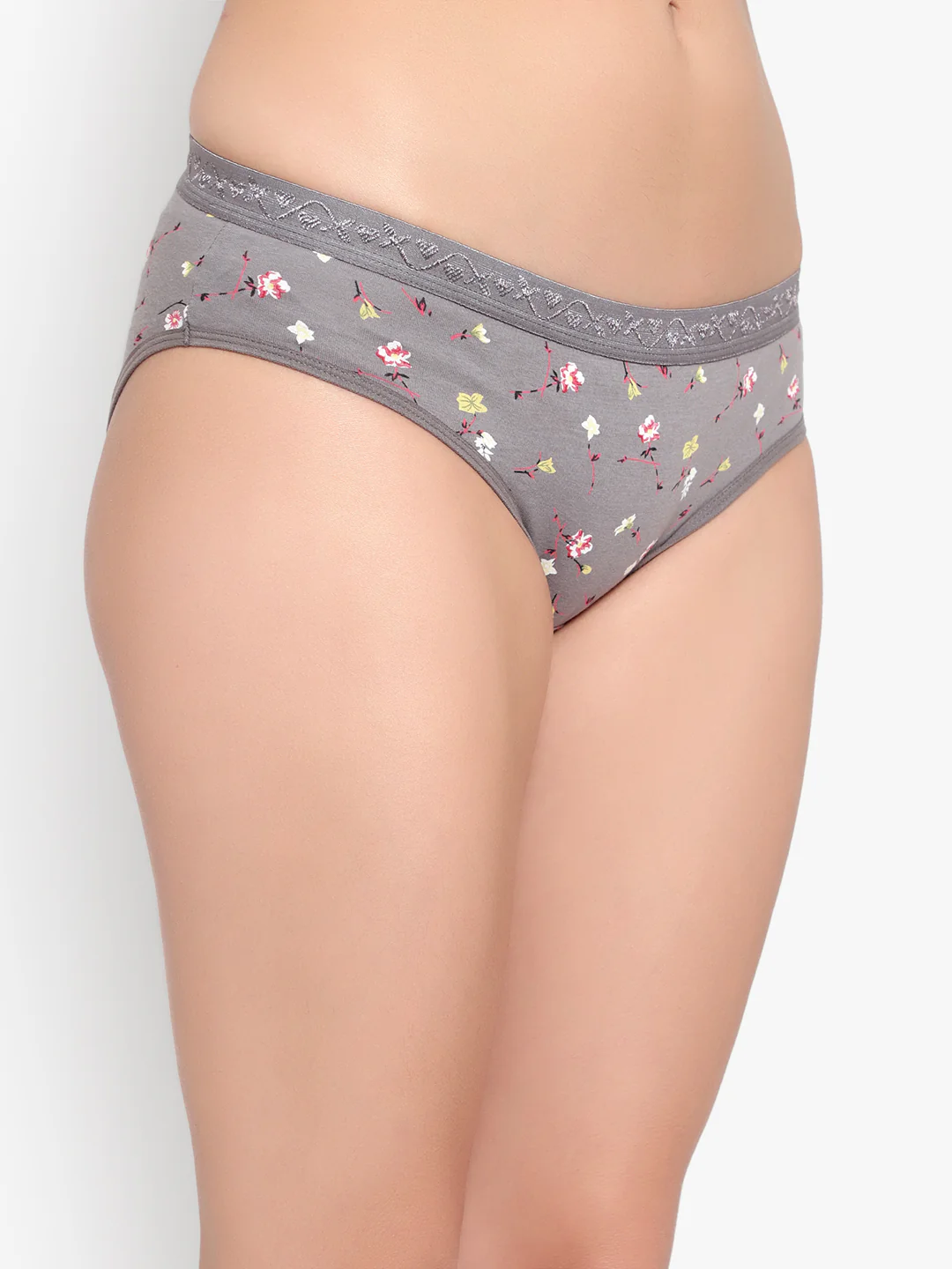 Bruchi Club Women Grey Floral Printed Cotton Low Waist Hipster Panty - Image 3