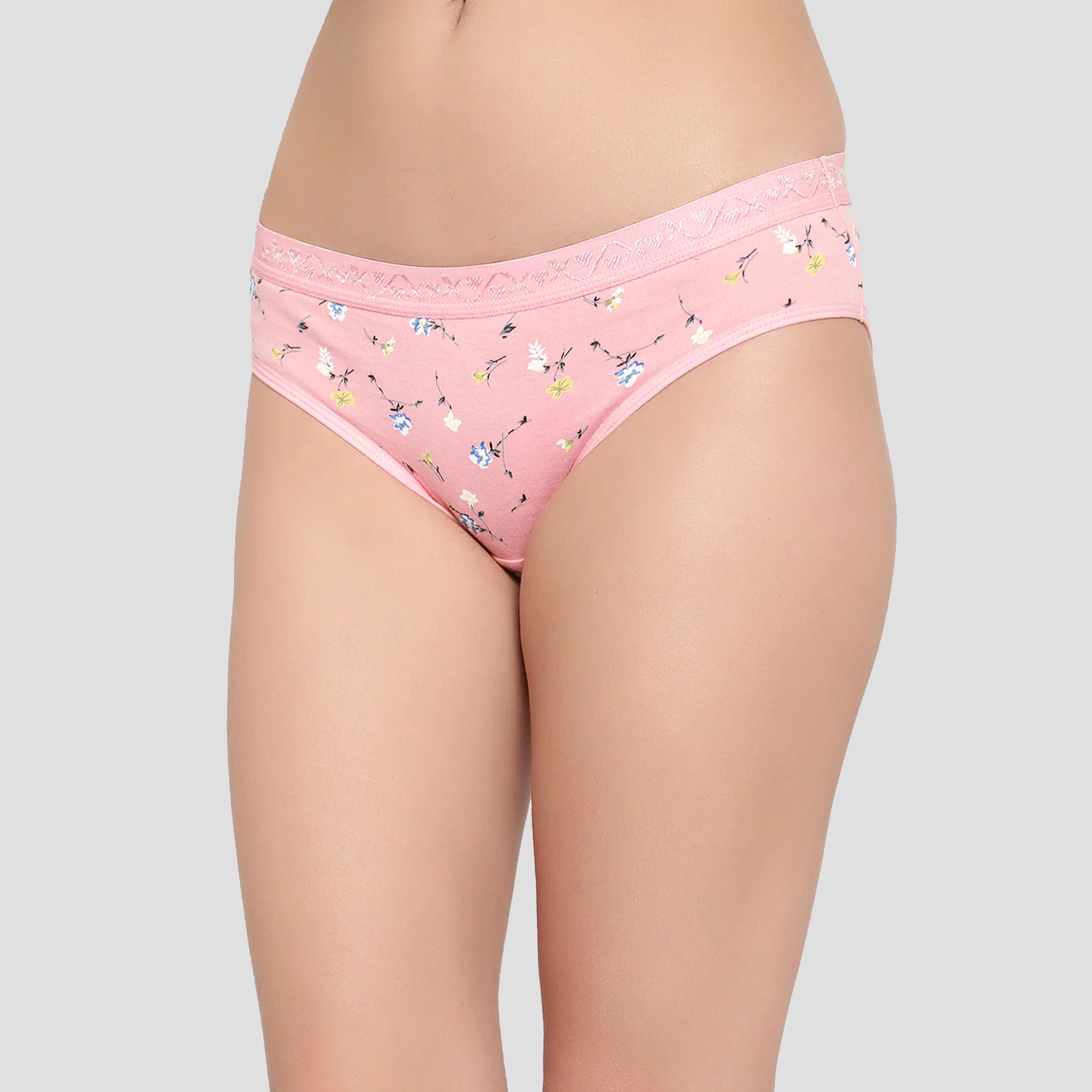 Bruchi Club Women Pack of 3 Multicoloured Floral Printed Cotton Low Waist Bikini Panty - Image 4