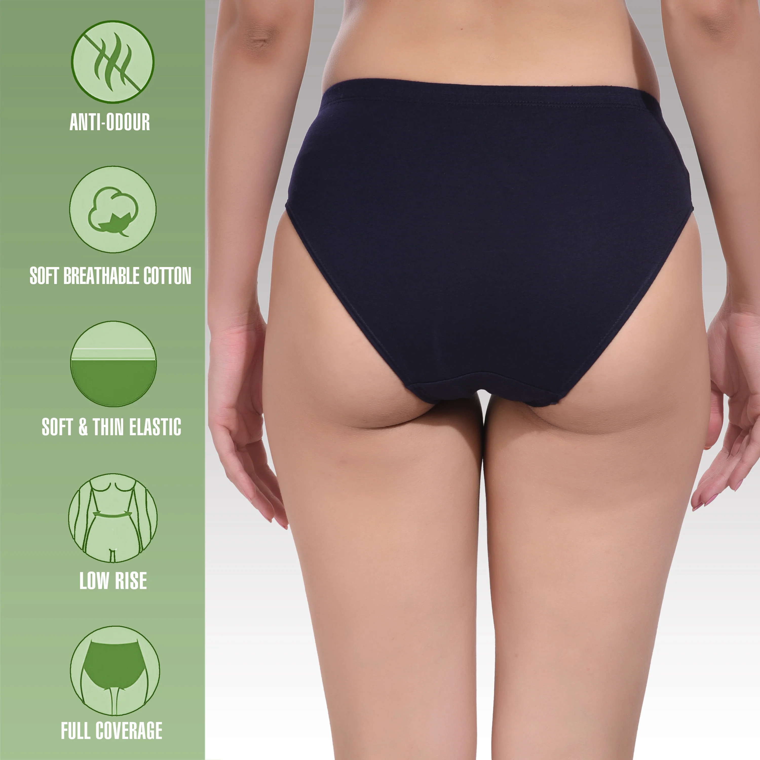 Low Rise Anti Odour Pure Cotton Black Hipster Panty for women - Image 2