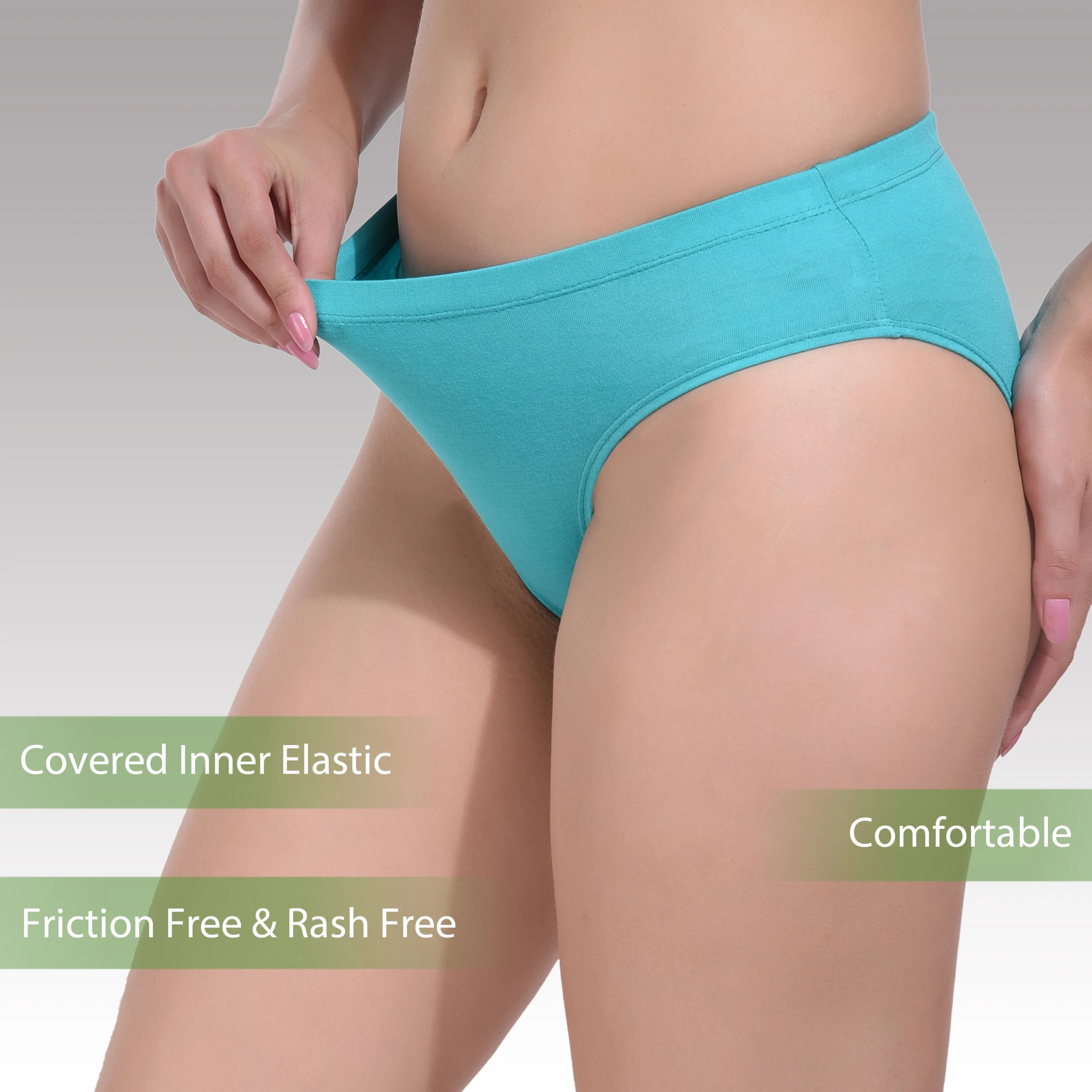 Low Rise Anti Odour Pure Cotton emerald green Hipster Panty for women - Image 4