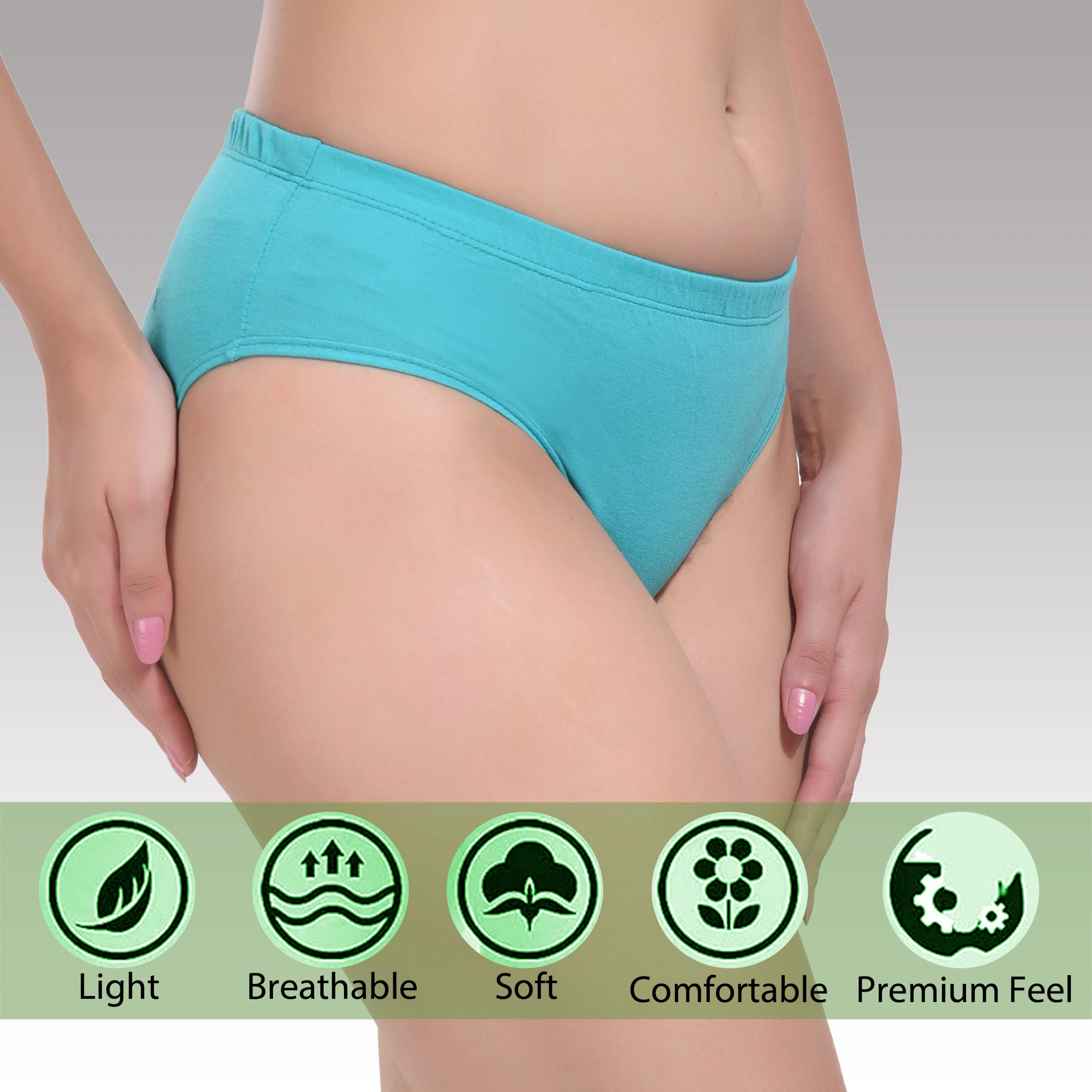Low Rise Anti Odour Pure Cotton emerald green Hipster Panty for women - Image 5