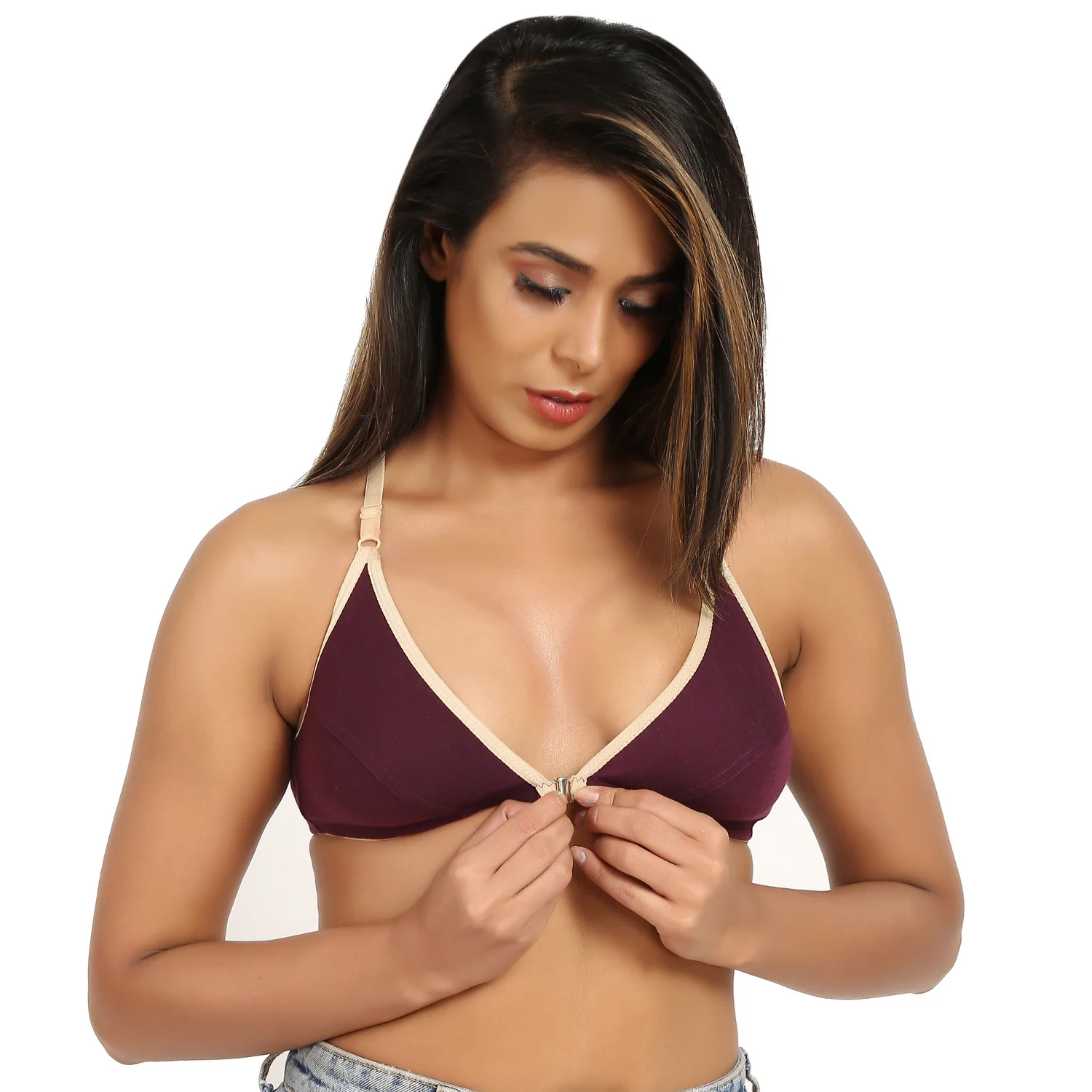 Plum Front Open Bra for women - Image 2
