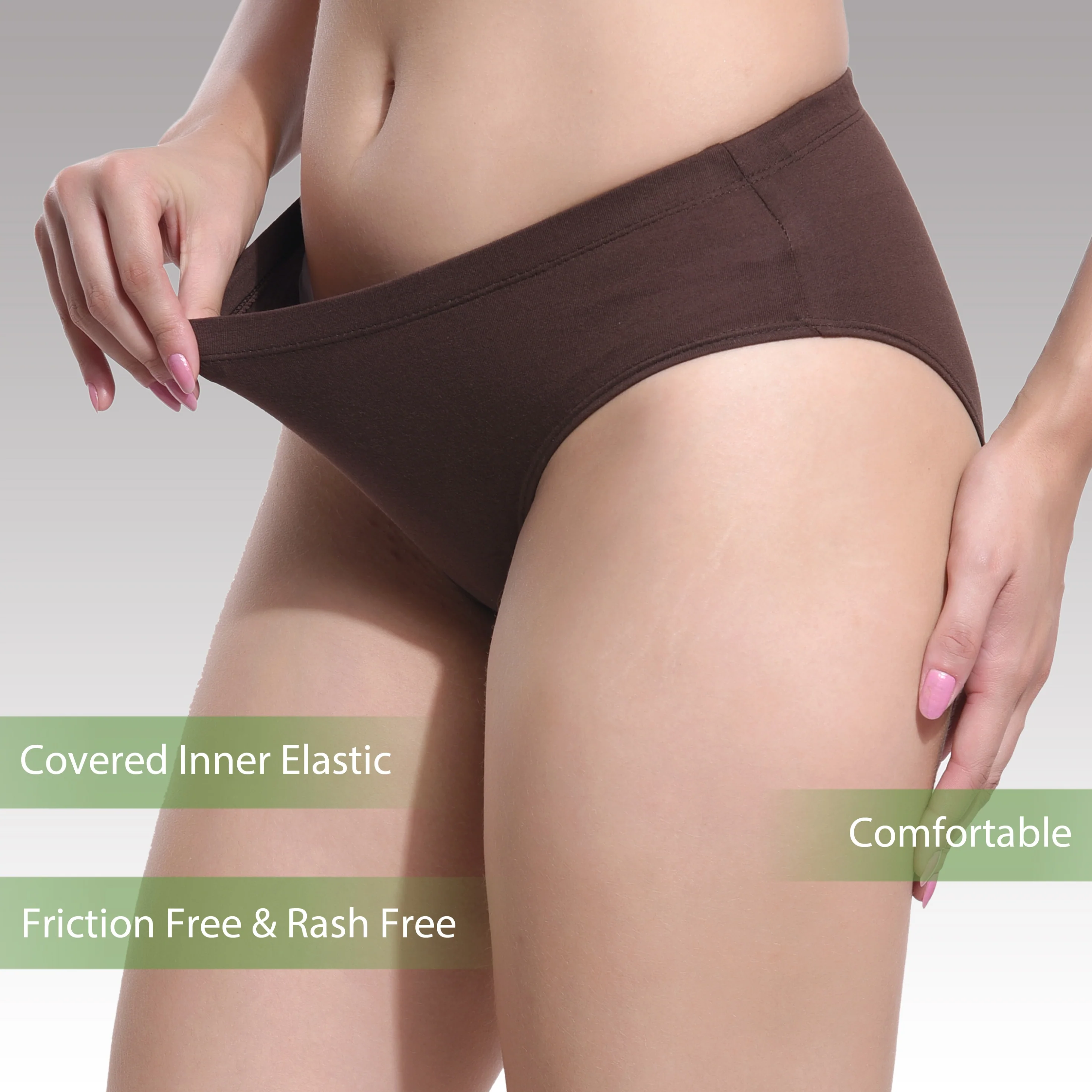Solid Brown Cotton Hipster Panty for women - Image 2
