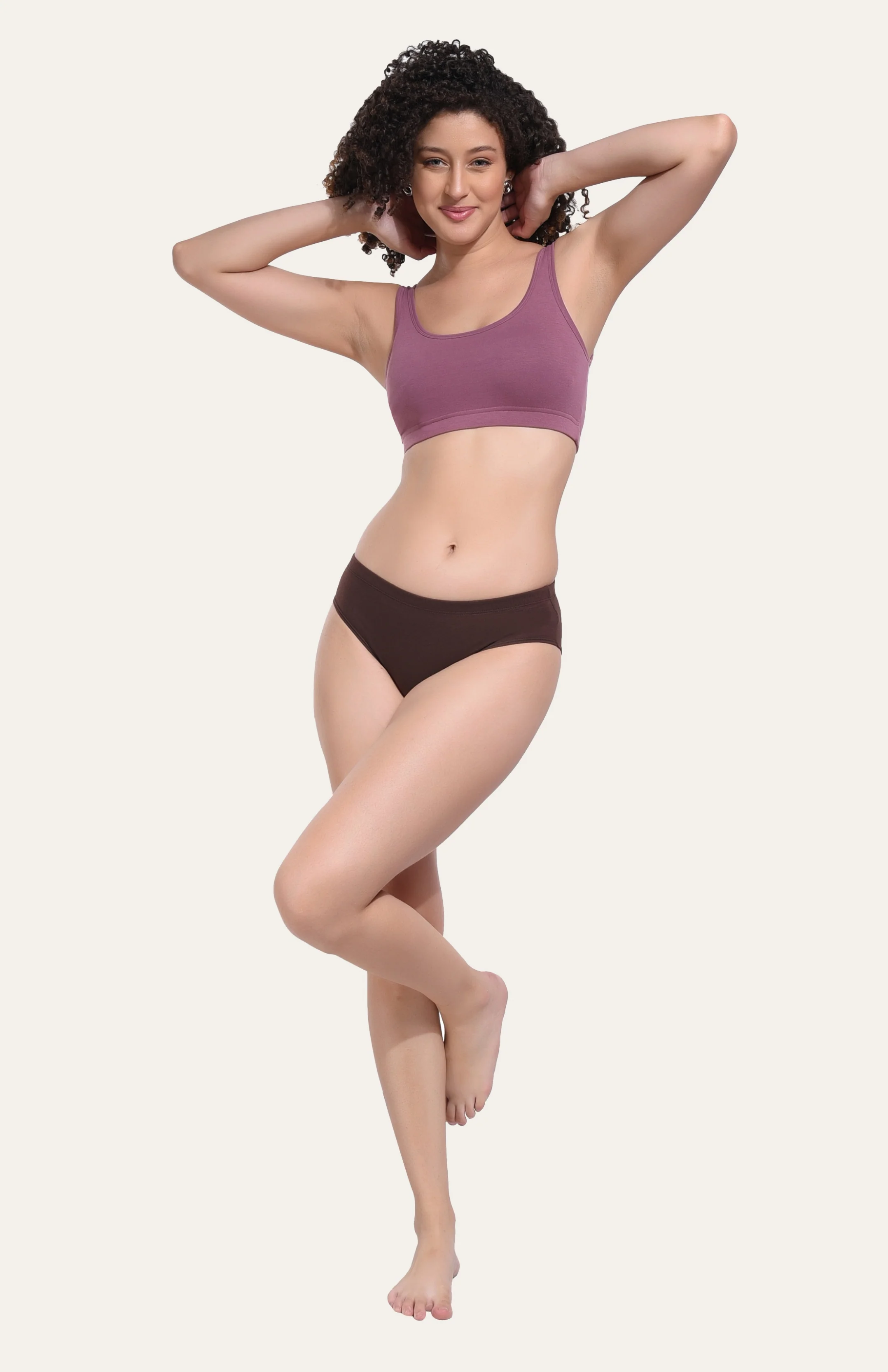 Solid Brown Cotton Hipster Panty for women - Image 6