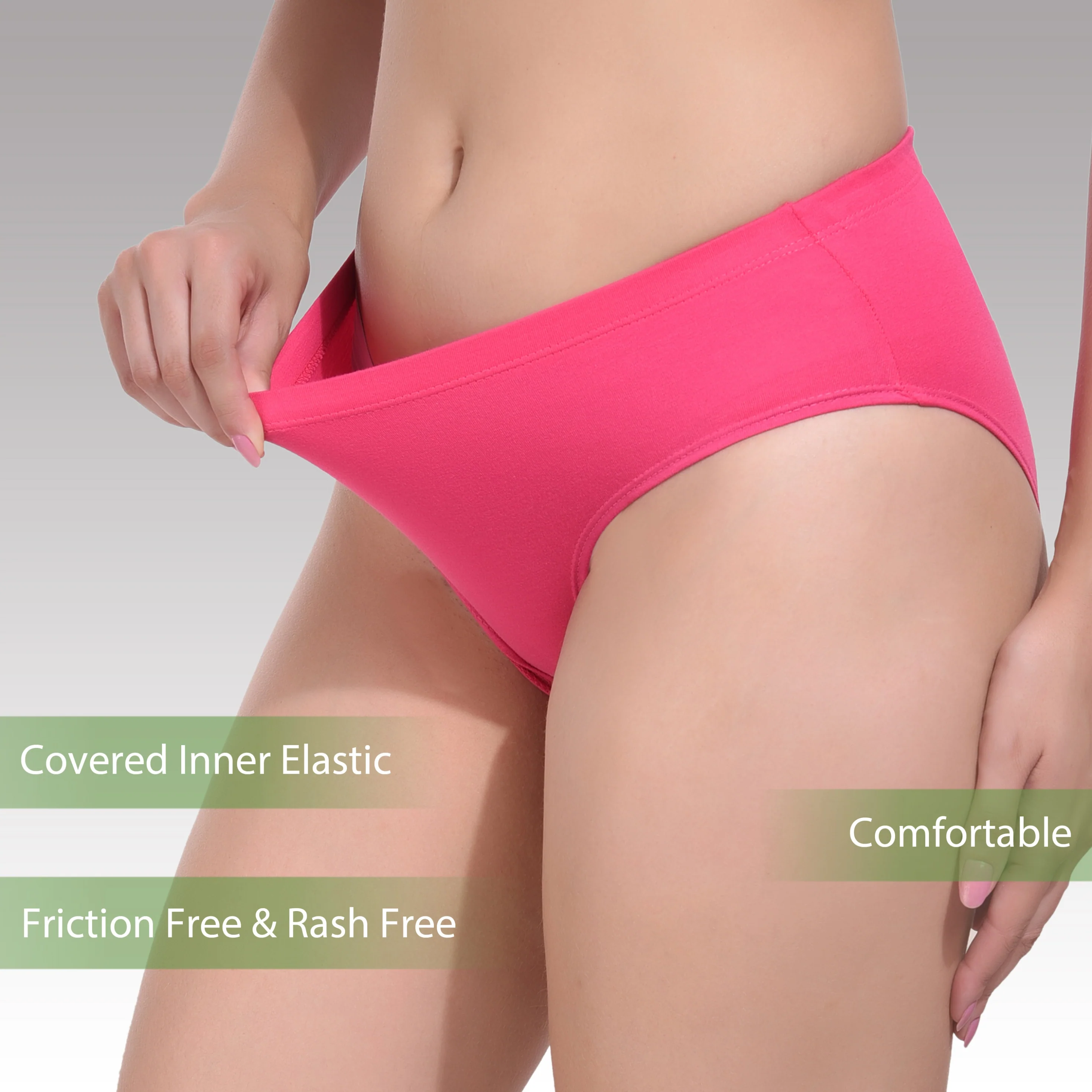 Solid Pink Cotton Hipster Panty for women - Image 5
