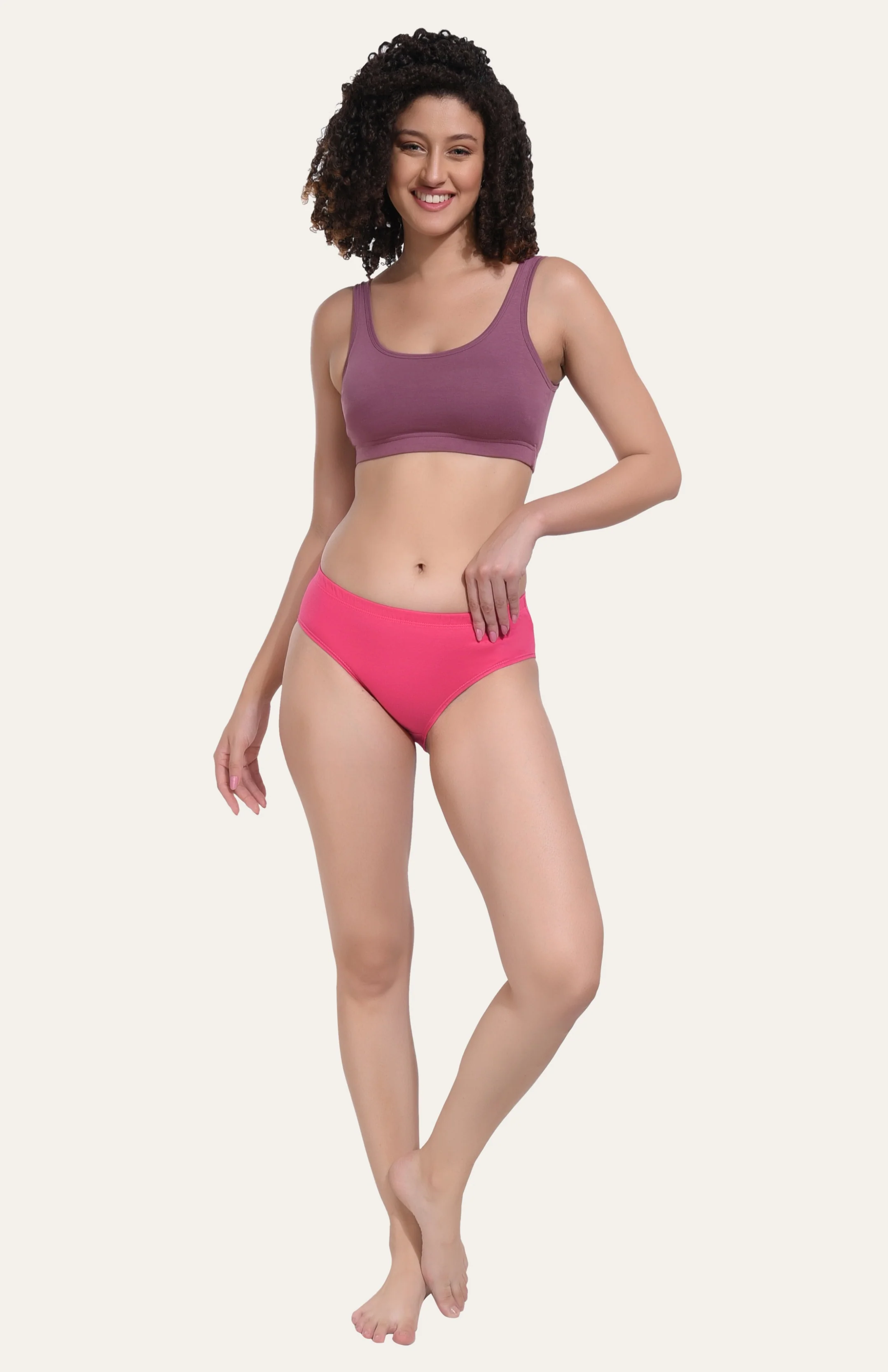 Solid Pink Cotton Hipster Panty for women - Image 6