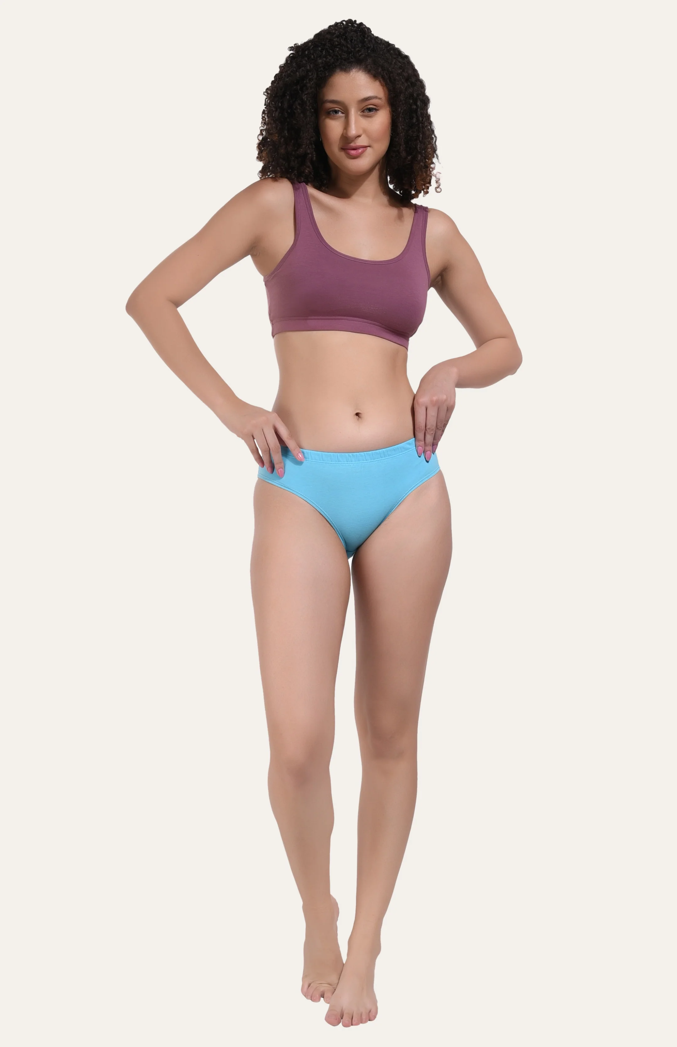 Solid Turquoise Cotton Hipster Panty for women - Image 5