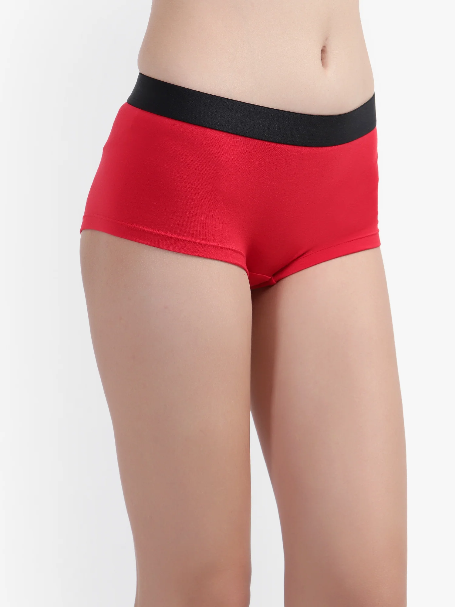 Red Antibacterial Micro Modal Boxer Brief Panty for Women - Image 5