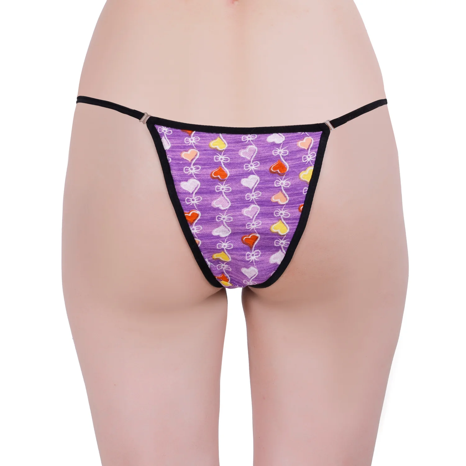 Women’s Purple Heart Print Adjustable String Thong Panty - Image 2