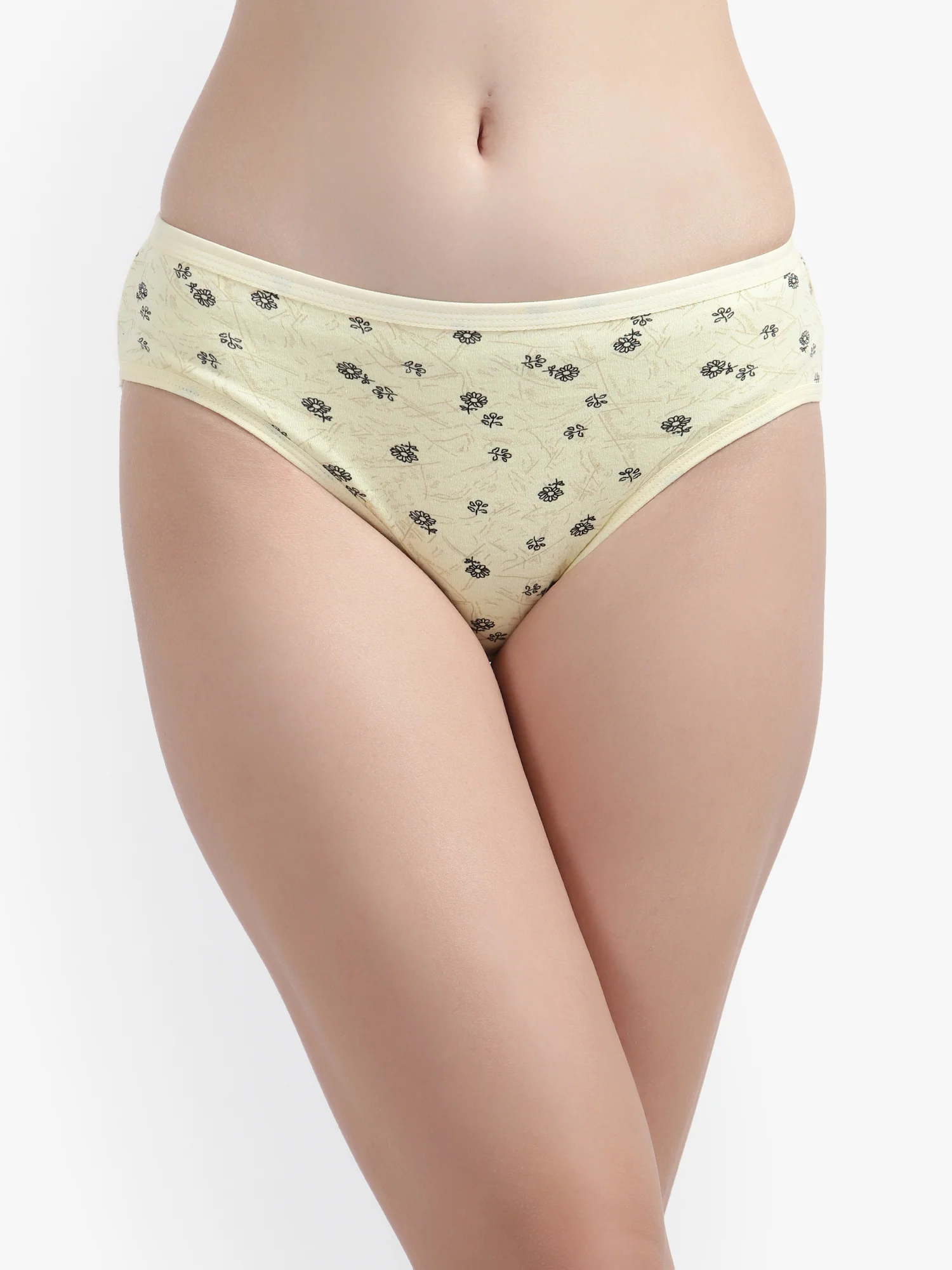 Yellow Printed Cotton Panties for Women No ride up